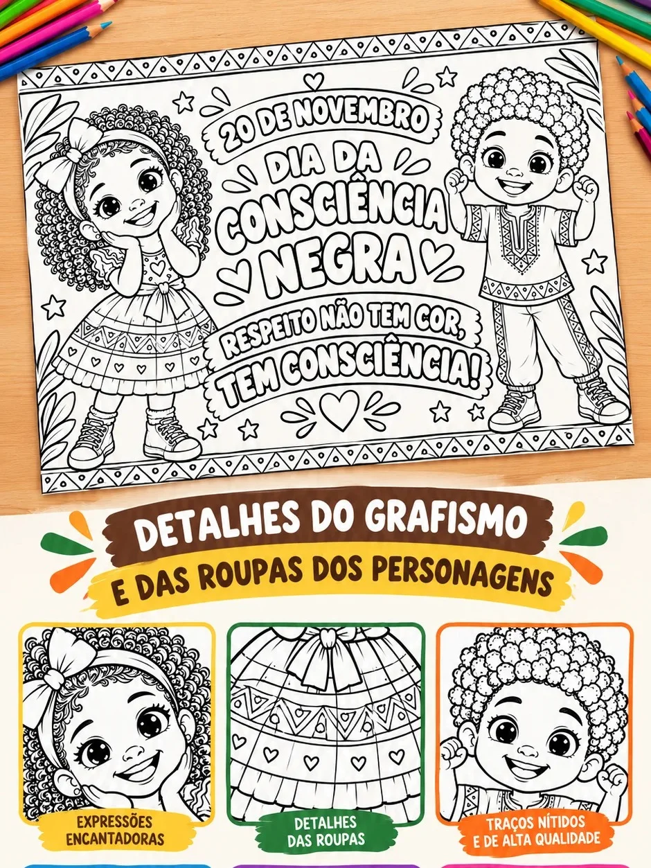 Painel Interativo Dia da Consciência Negra em pdf — amostra 2: Painel interativo para o Dia da Consciência Negra, ideal…