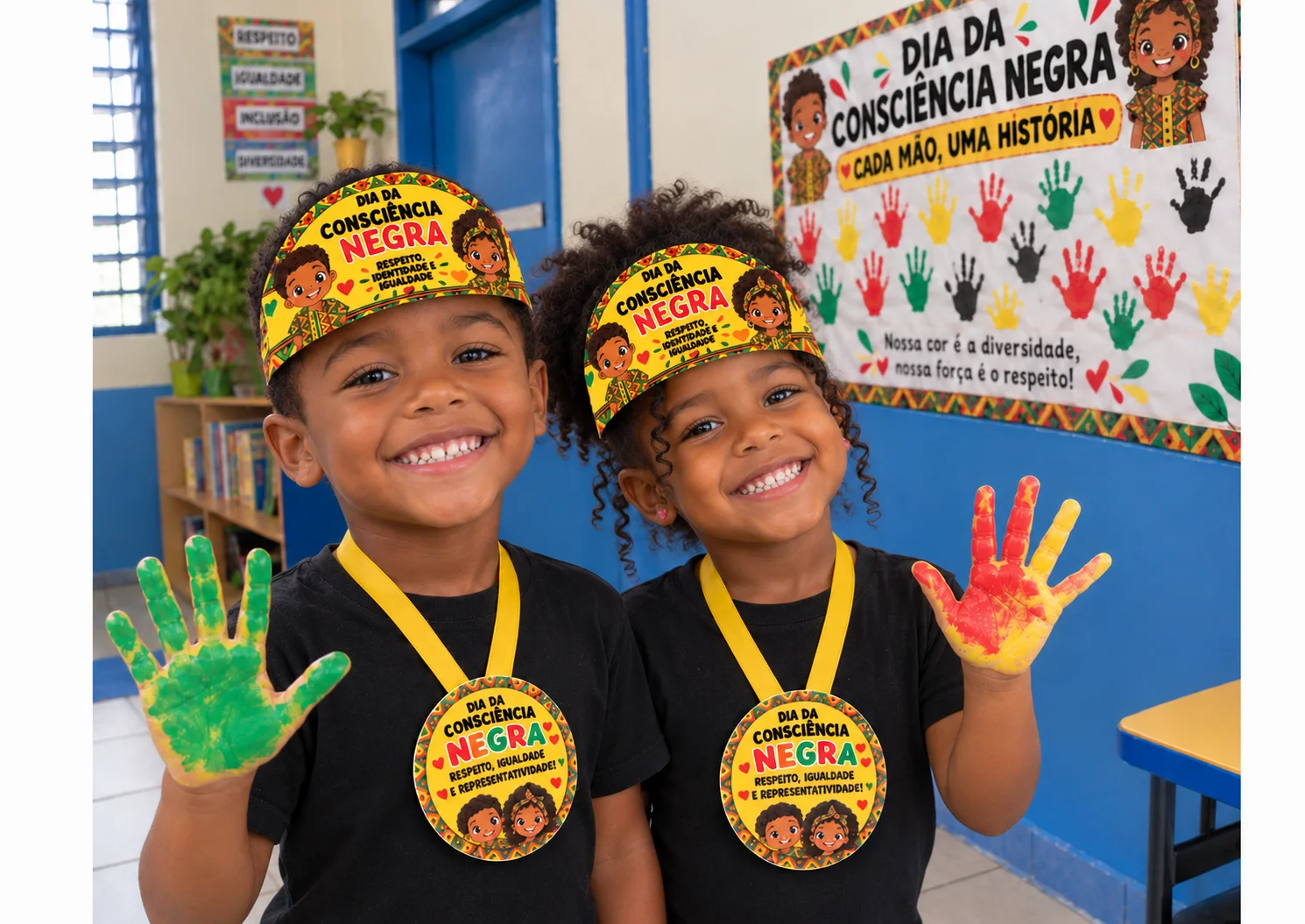 Painel Interativo Dia da Consciência Negra - viseira + medalha+painel — História para Educação Infantil: Medalha, viseira e…