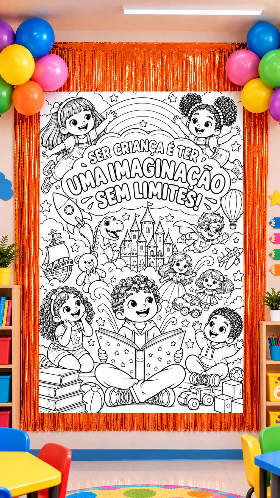 PAINEL INTERATIVO DIA DAS CRIANÇAS | IMAGINAÇÃO SEM LIMITES | PARA COLORIR — capa do material