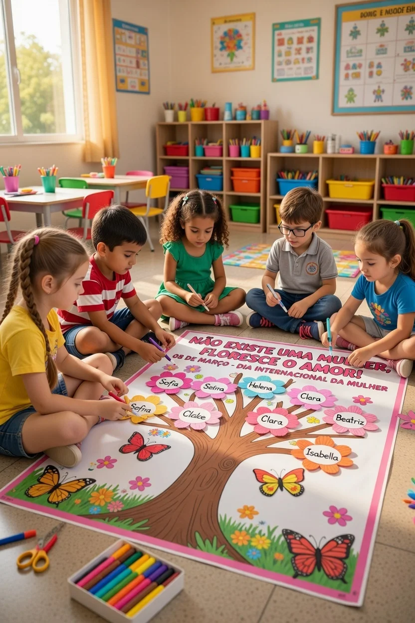 PAINEL INTERATIVO DIA INTERNACIONAL DA MULHER — amostra 1: Um painel lindo e significativo para trabalhar o Dia…