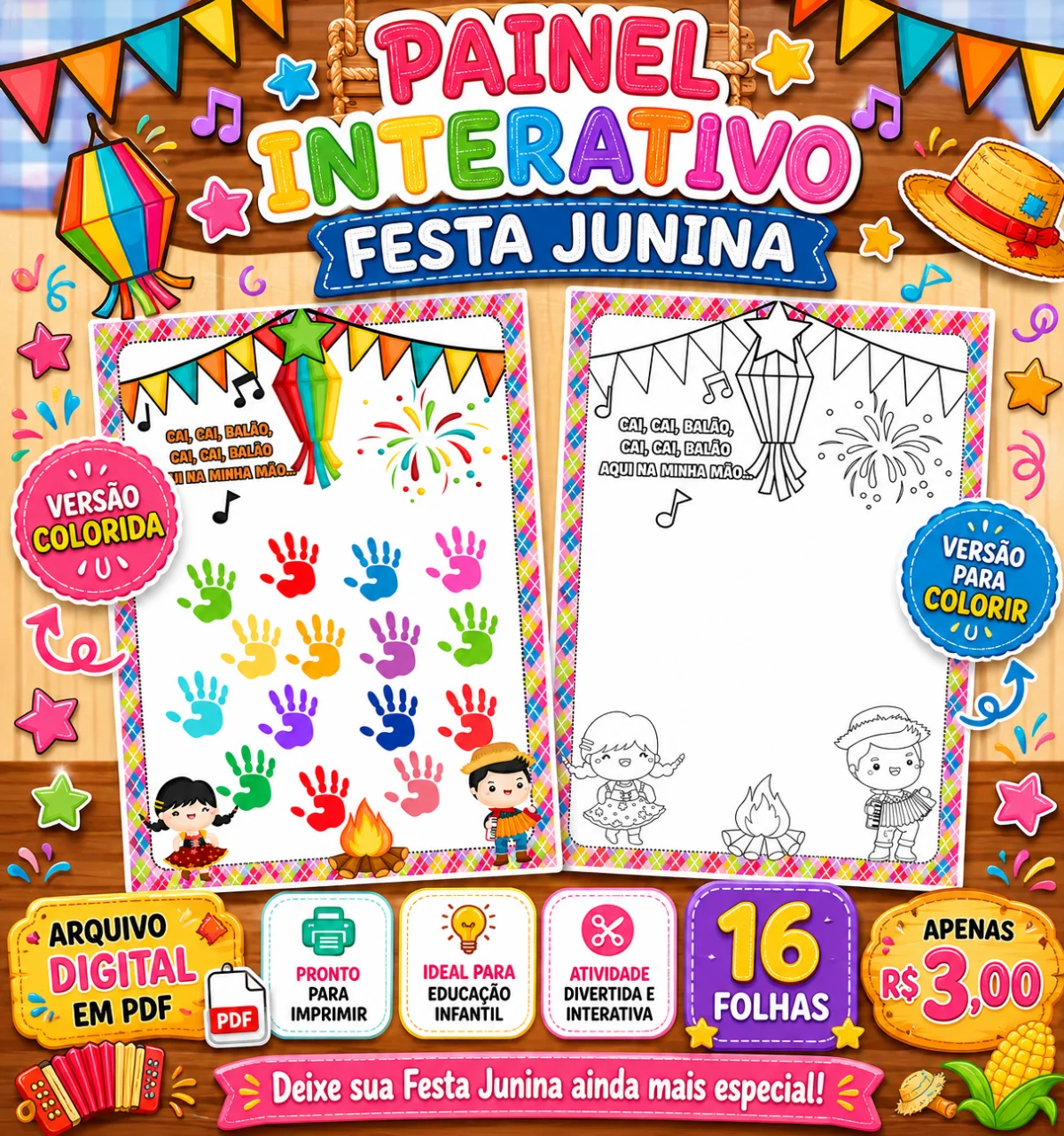 Painel Interativo Festa Juninag — amostra 1: 🎈✨ Painel Interativo Festa Junina para deixar a comemoração ainda mais…