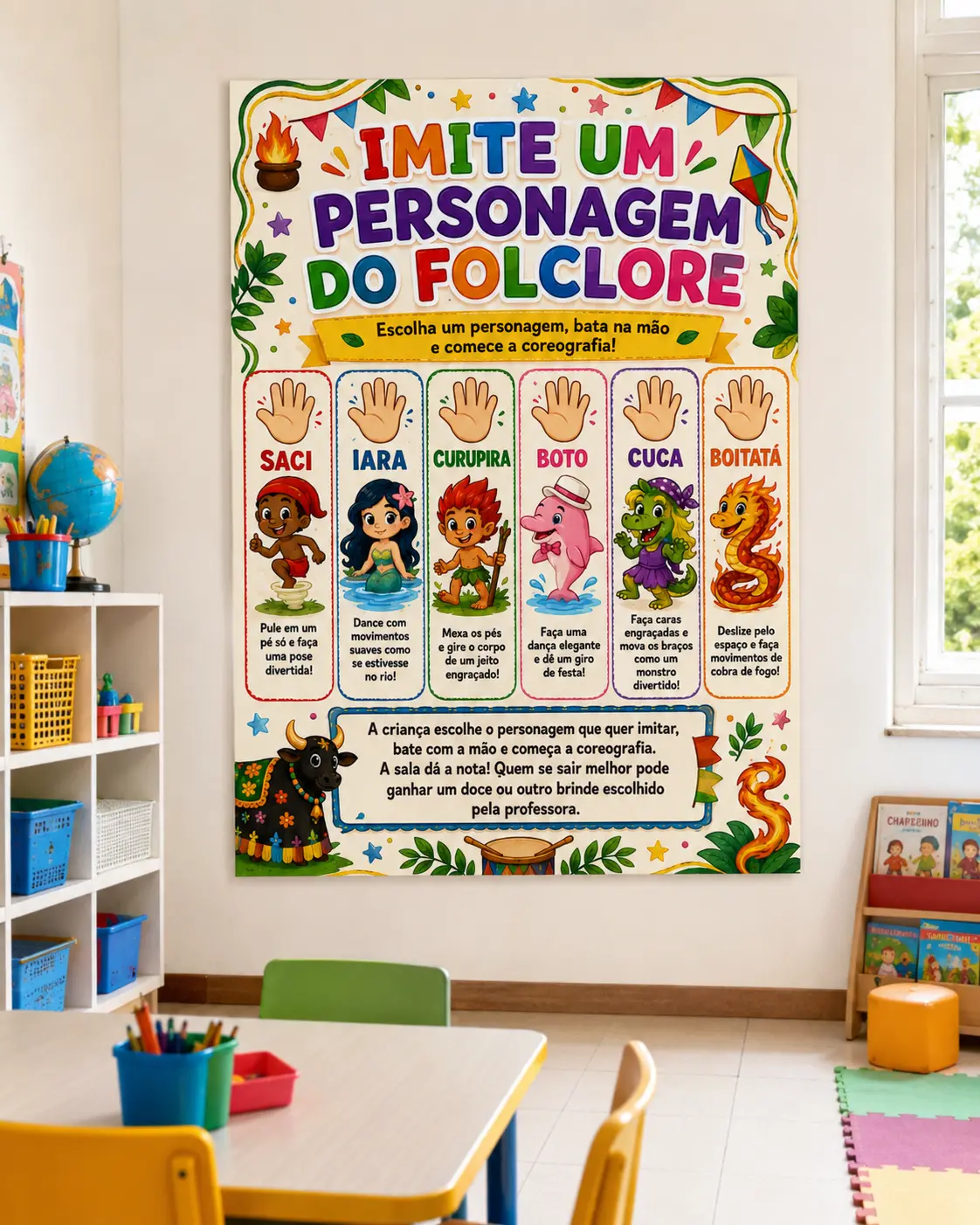 Painel Interativo Imite um Personagem do Folclore Brasileiro — amostra 1: Painel Interativo – Imite um Personagem do…