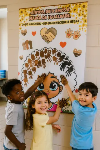 Painel Interativo – Juntos, Deixamos a Marca da Igualdade — amostra 2: Painel Interativo Consciência Negra: mural para…