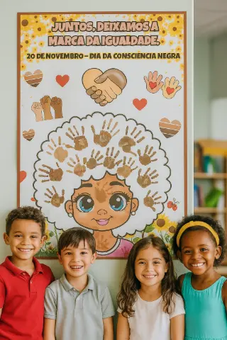 Painel Interativo – Juntos, Deixamos a Marca da Igualdade — amostra 3: Painel Interativo Consciência Negra: mural para…