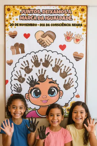 Painel Interativo – Juntos, Deixamos a Marca da Igualdade — amostra 4: Painel Interativo Consciência Negra: mural para…