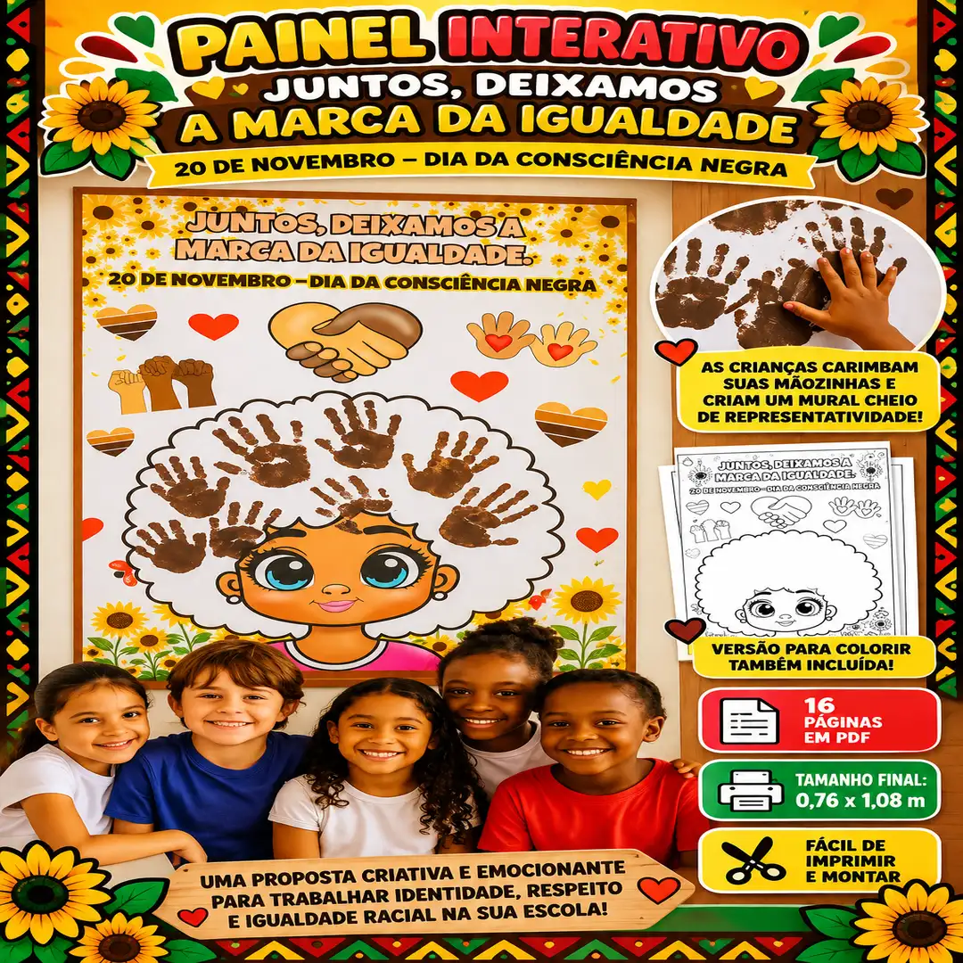Painel Interativo – Juntos, Deixamos a Marca da Igualdade — Atividades para Ensino Fundamental I (1º–5º): Painel Interativo…