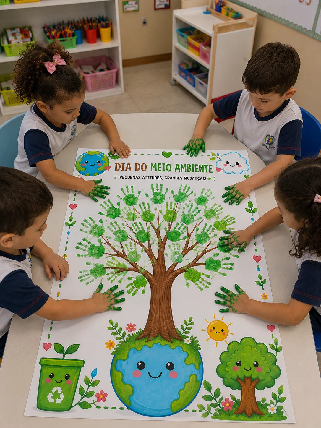 Painel interativo meio ambiente t — amostra 1: 2 opções incríveis para Educação Infantil: 🍃 Colagem com folhas 🖐️ Carimbo…