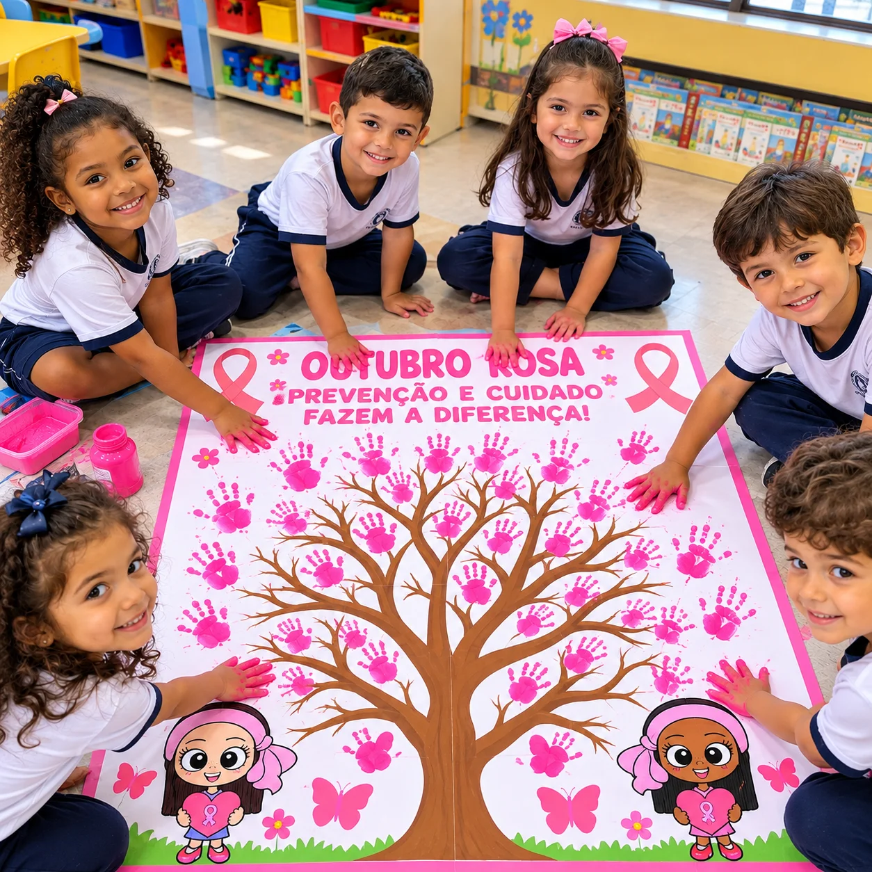 Painel Interativo Outubro Rosa – Árvore em PDF — Datas comemorativas para Educação Infantil: Painel Interativo Outubro Rosa…