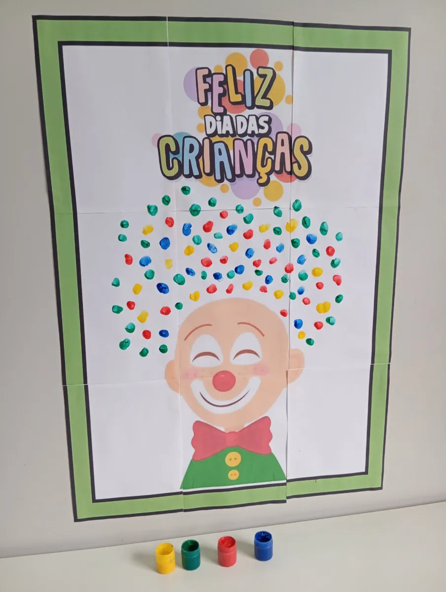 Painel Interativo Palhacinho do Dia das Crianças para Colorir — amostra 1: Uma atividade criativa para as crianças…