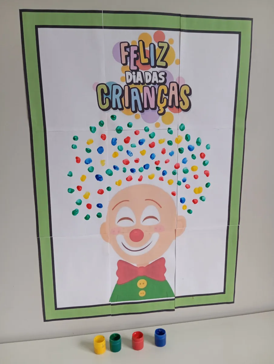 Painel Interativo Palhacinho do Dia das Crianças para Colorir — amostra 2: Uma atividade criativa para as crianças…