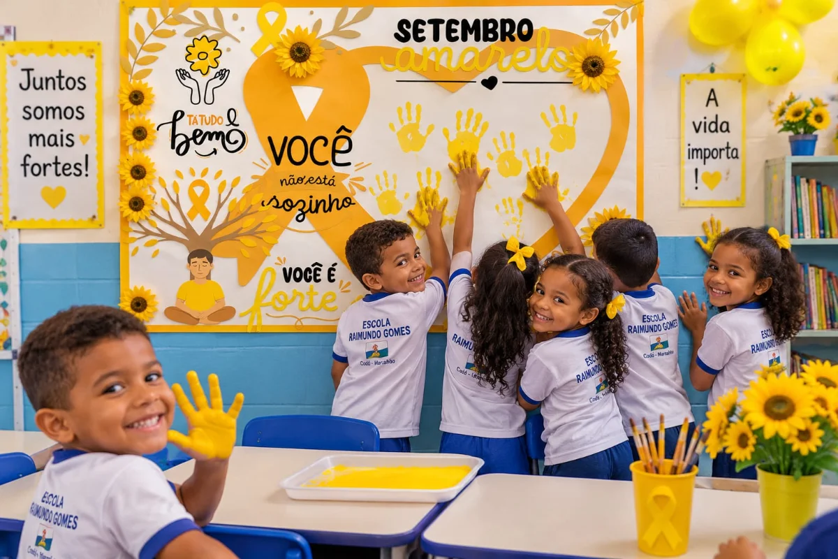 Painel Interativo – Setembro Amarelo as crianças participam da montagem 💛 — amostra 1: ✨ O material contém: