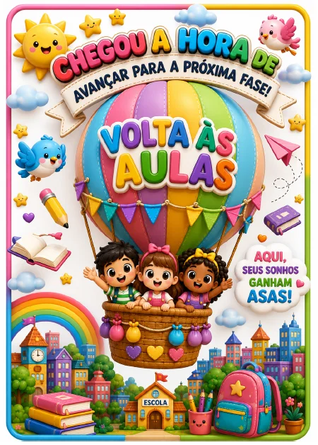 Painel + Lembrancinha: Balão Volta Às Aulas — amostra 1: PAINEL GIGANTE VOLTA ÀS AULAS + LEMBRANCINHA Chegou a hora de…