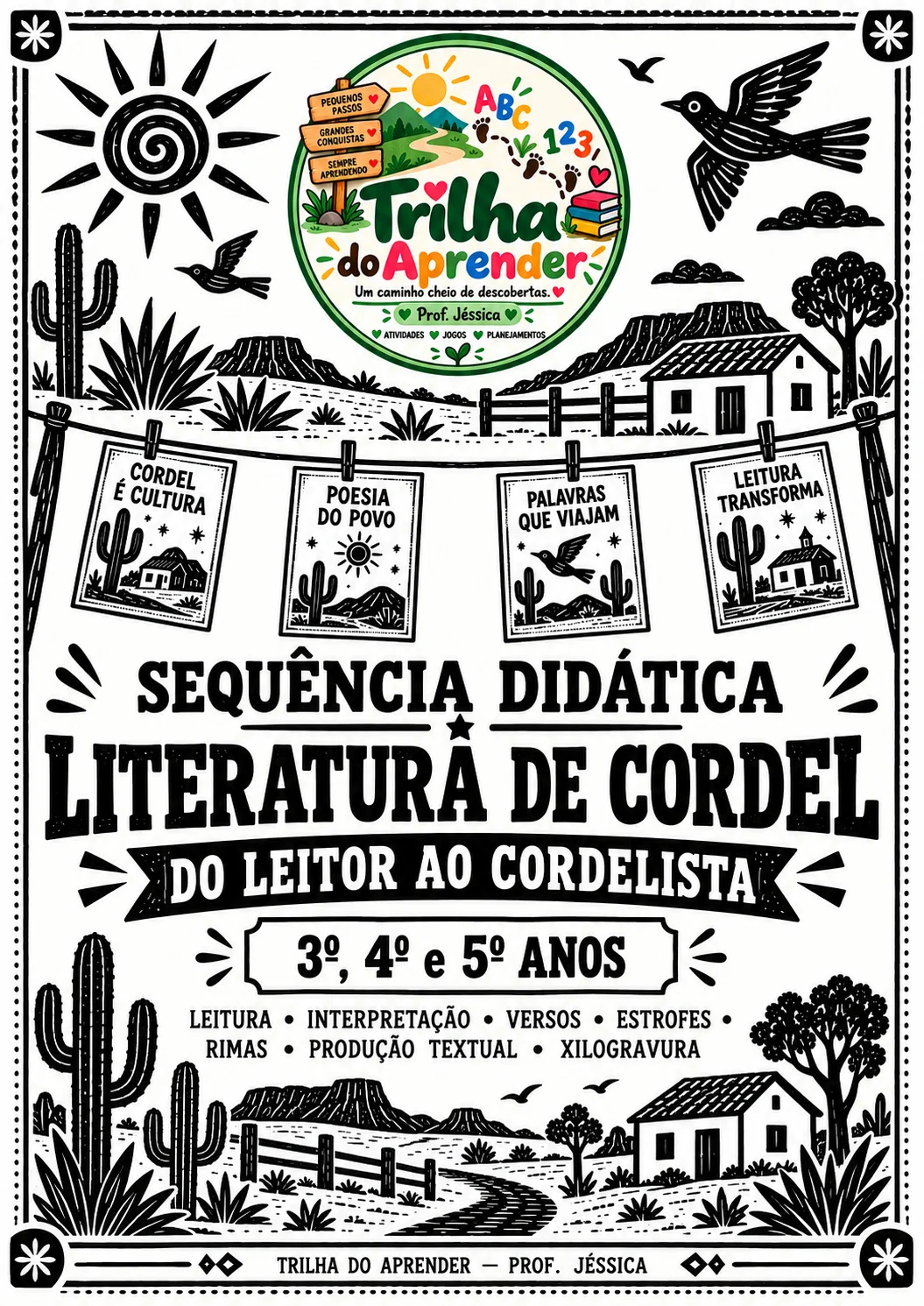 PAINEL LITERATURA DE CORDEL – VARAL DE CORDÉIS — amostra 3: Painel ampliado para decorar e valorizar a apresentação do…