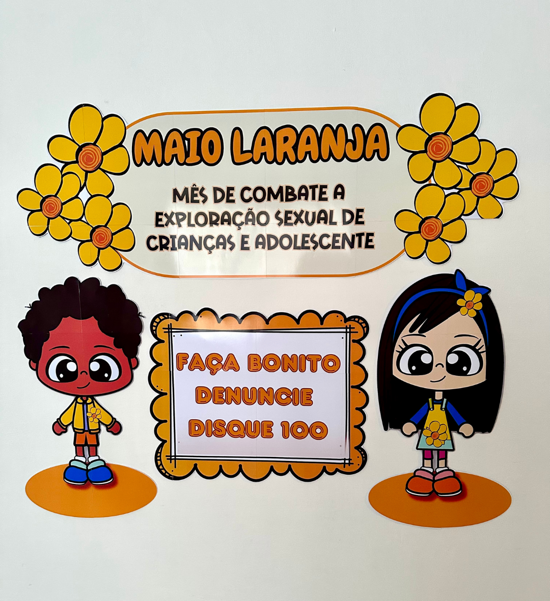 Painel Maio Laranja em PDF para Educação Infantil — amostra 1: Painel Maio Laranja para trabalhar o tema na escola