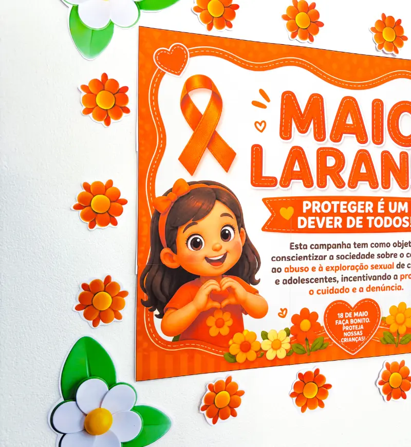 Painel Maio Laranja em PDF para Imprimir e Usar na Escola — amostra 3: Como usar o painel em sala de aula
