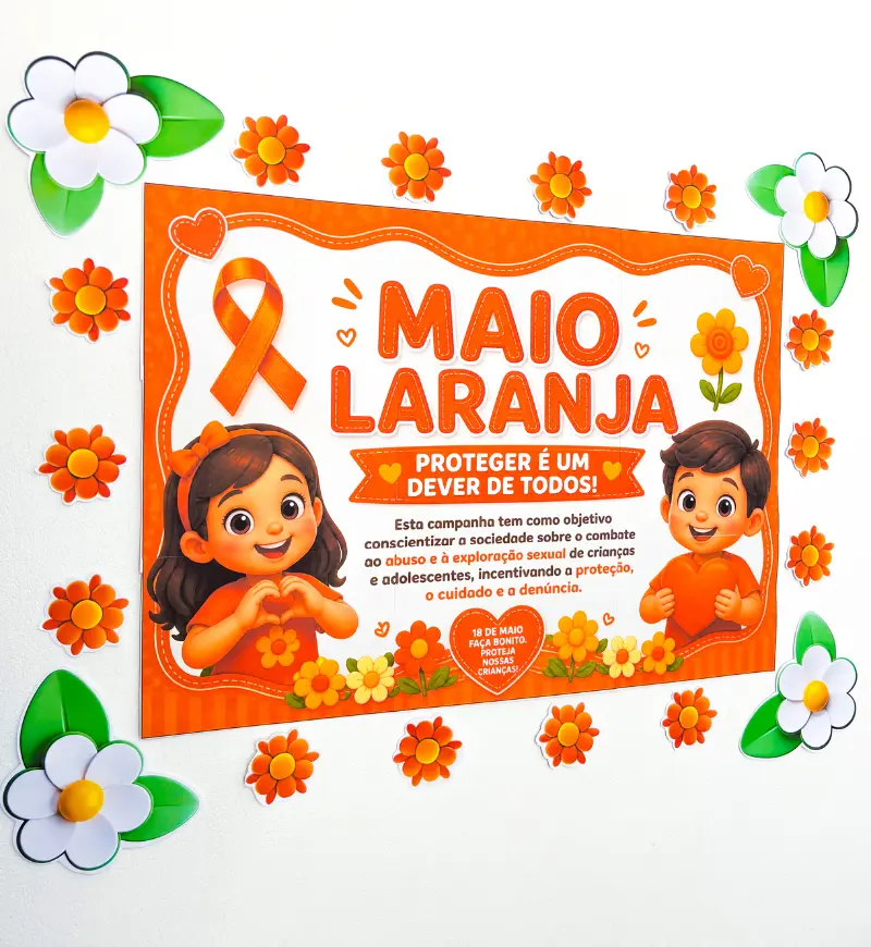 Painel Maio Laranja em PDF para Imprimir e Usar na Escola — capa do material