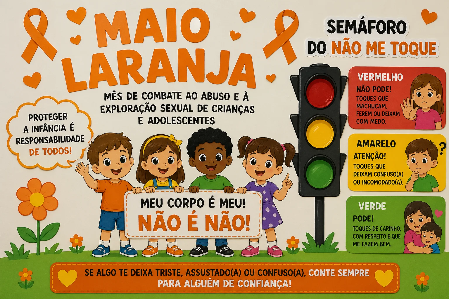 🎗️PAINEL MAIO LARANJA – SEMÁFORO DO NÃO ME TOQUE - LUDICO — amostra 1: Nosso painel foi desenvolvido especialmente para o…