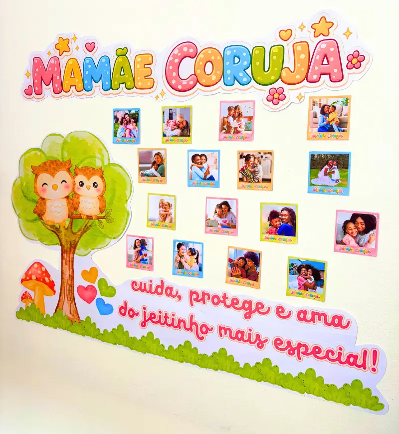 Painel Mamãe Coruja: homenagem com fotos para o Dia das Mães — amostra 5: Transforme as fotos em uma homenagem afetiva no…