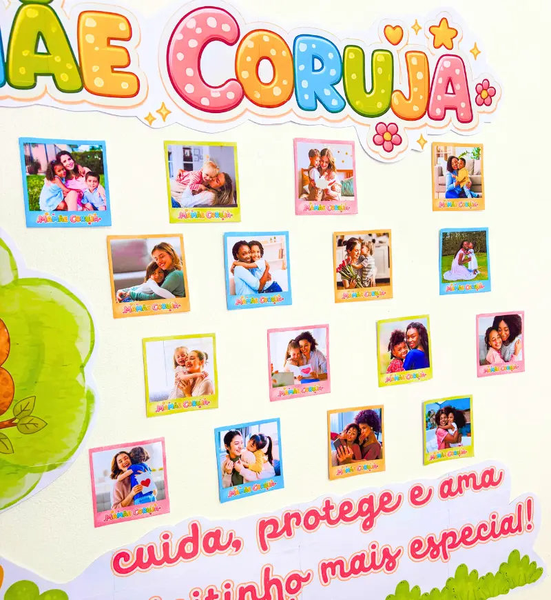 Painel Mamãe Coruja: homenagem com fotos para o Dia das Mães — amostra 6: Transforme as fotos em uma homenagem afetiva no…