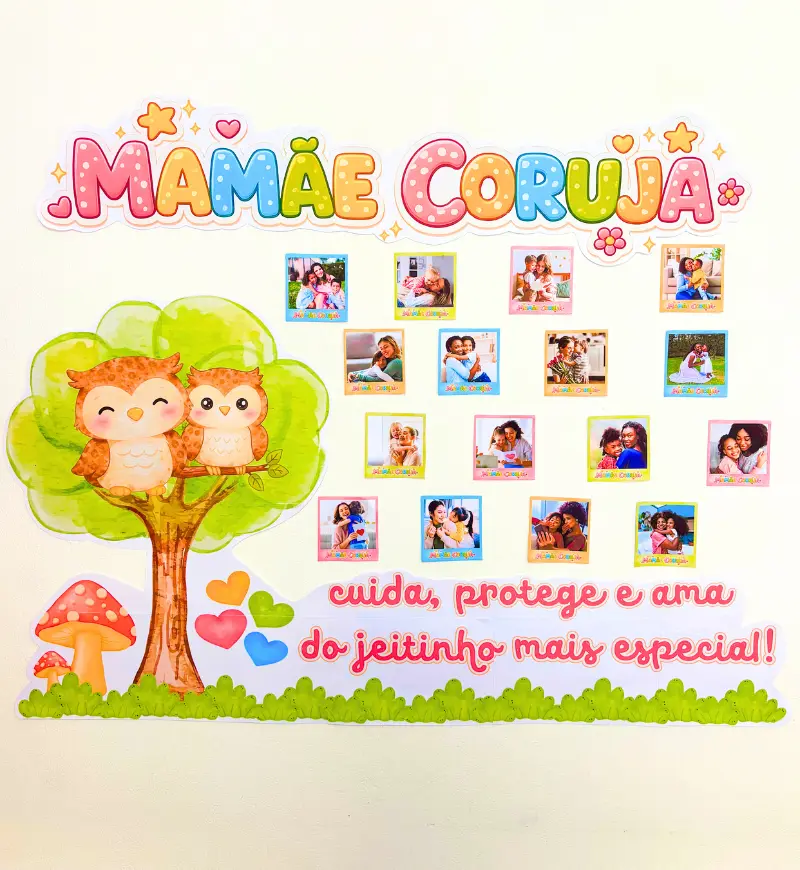 Painel Mamãe Coruja: homenagem com fotos para o Dia das Mães — História para Educação Infantil: Transforme as fotos em uma…