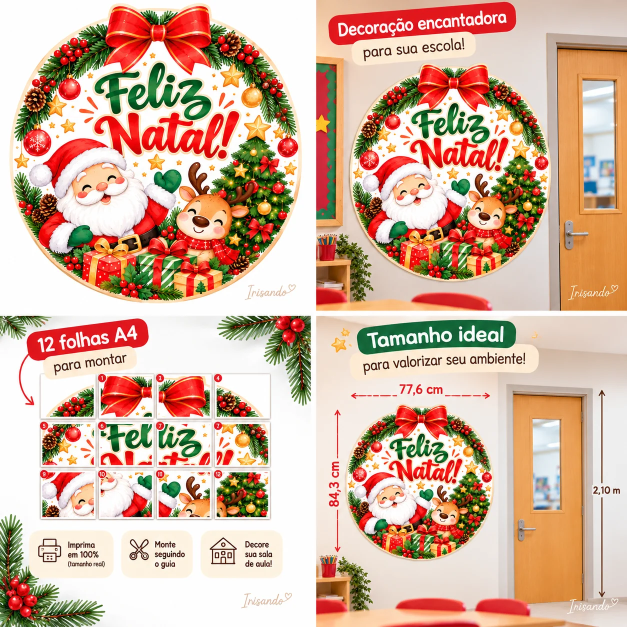 Painel Natalino Circular – Feliz Natal | Decoração para Imprimir — amostra 3: Encante sua decoração de Natal