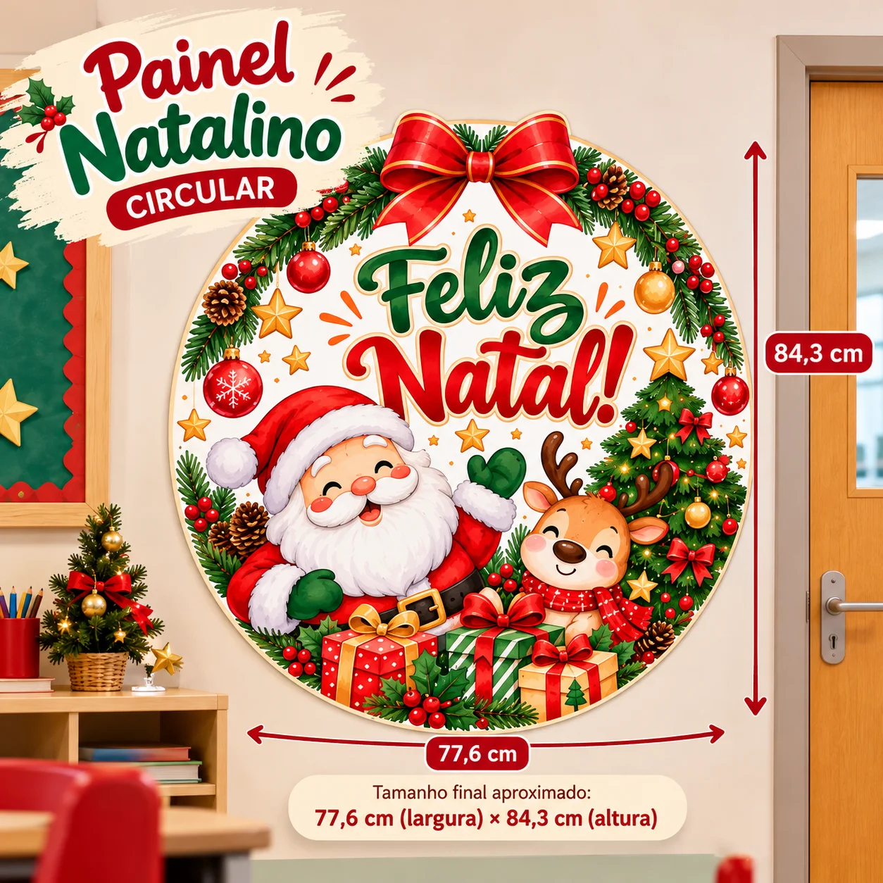 Painel Natalino Circular – Feliz Natal | Decoração para Imprimir — amostra 5: Encante sua decoração de Natal
