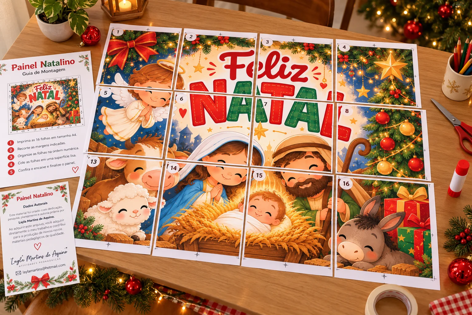 Painel Natalino para Imprimir Presépio para Decoração de Natal — amostra 3: IDEAL PARA