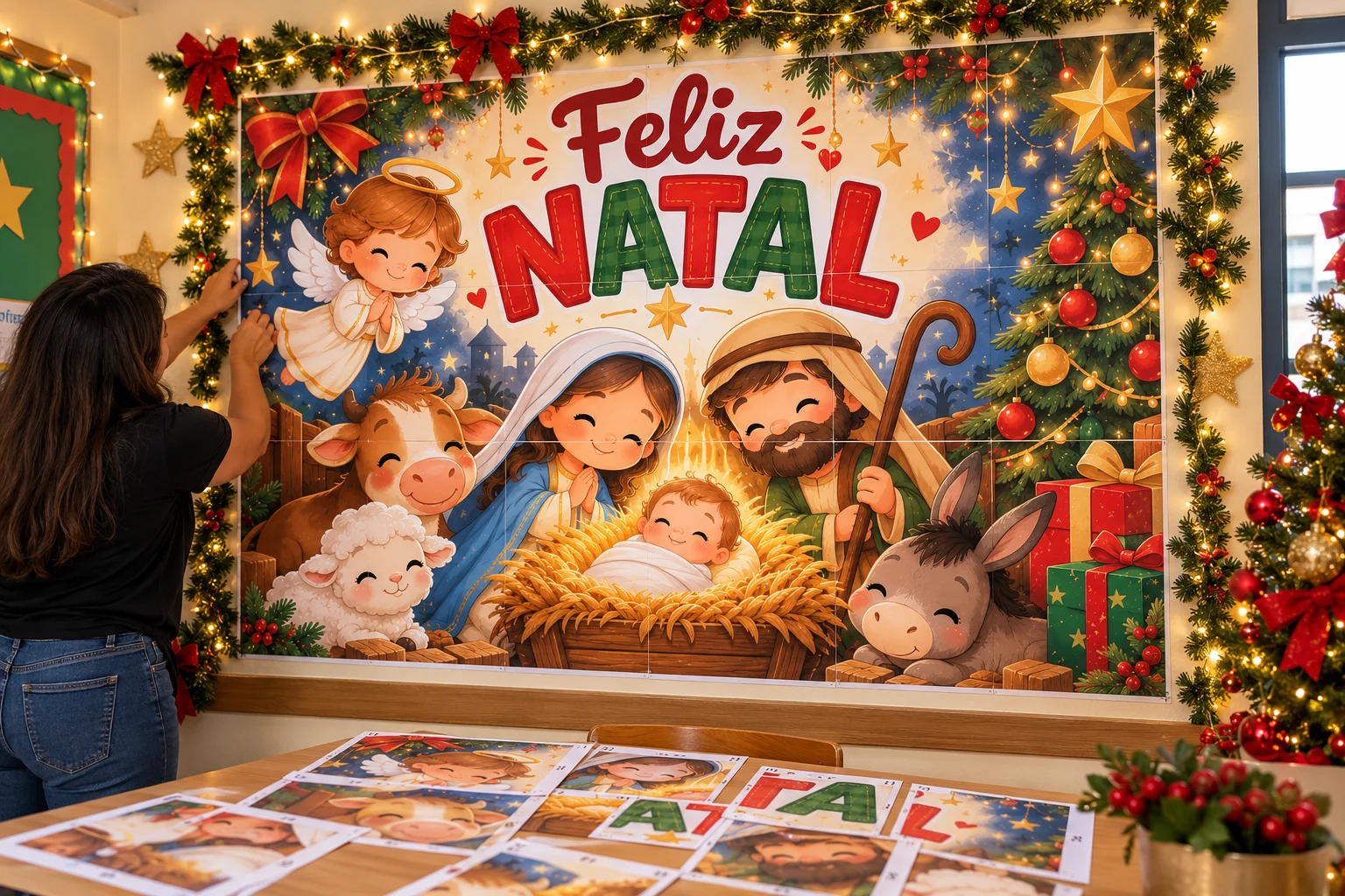 Painel Natalino para Imprimir Presépio para Decoração de Natal — História para Educação Infantil: Painel Natalino com…