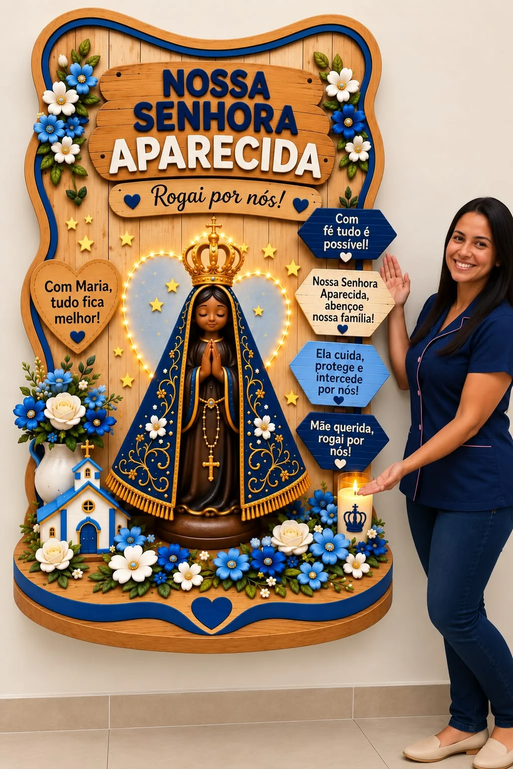 PAINEL NOSSA SENHORA APARECIDA — Datas comemorativas para Todas as séries: Um painel lindo e delicado para celebrar Nossa…