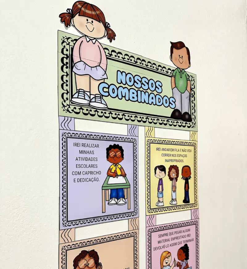 Painel Nossos Combinados em PDF com Livrinho — amostra 1: Painel Nossos Combinados: apoio visual para a rotina escolar
