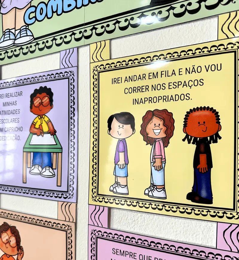 Painel Nossos Combinados em PDF com Livrinho — amostra 3: Como usar em sala de aula