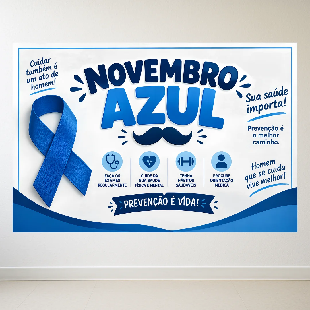Painel Novembro Azul - 2 tamanhos (8 ou 18 folhas A4) — amostra 1: Painel Novembro Azul para conscientização sobre a saúde…