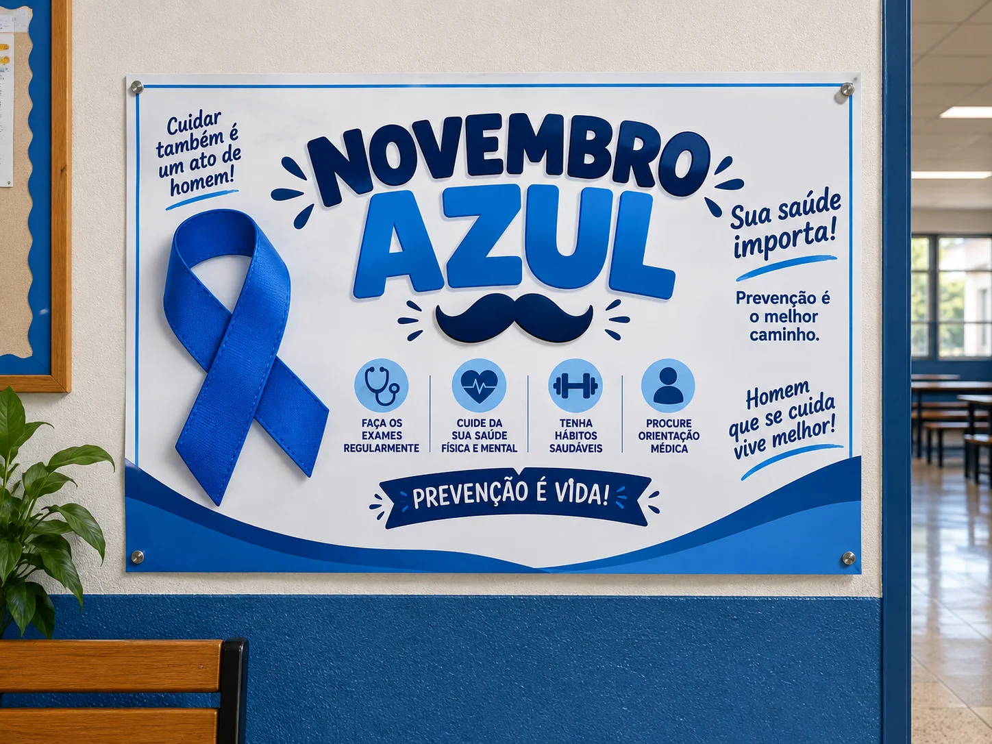 Painel Novembro Azul - 2 tamanhos (8 ou 18 folhas A4) — Atividades para Todas as séries: Painel Novembro Azul para…