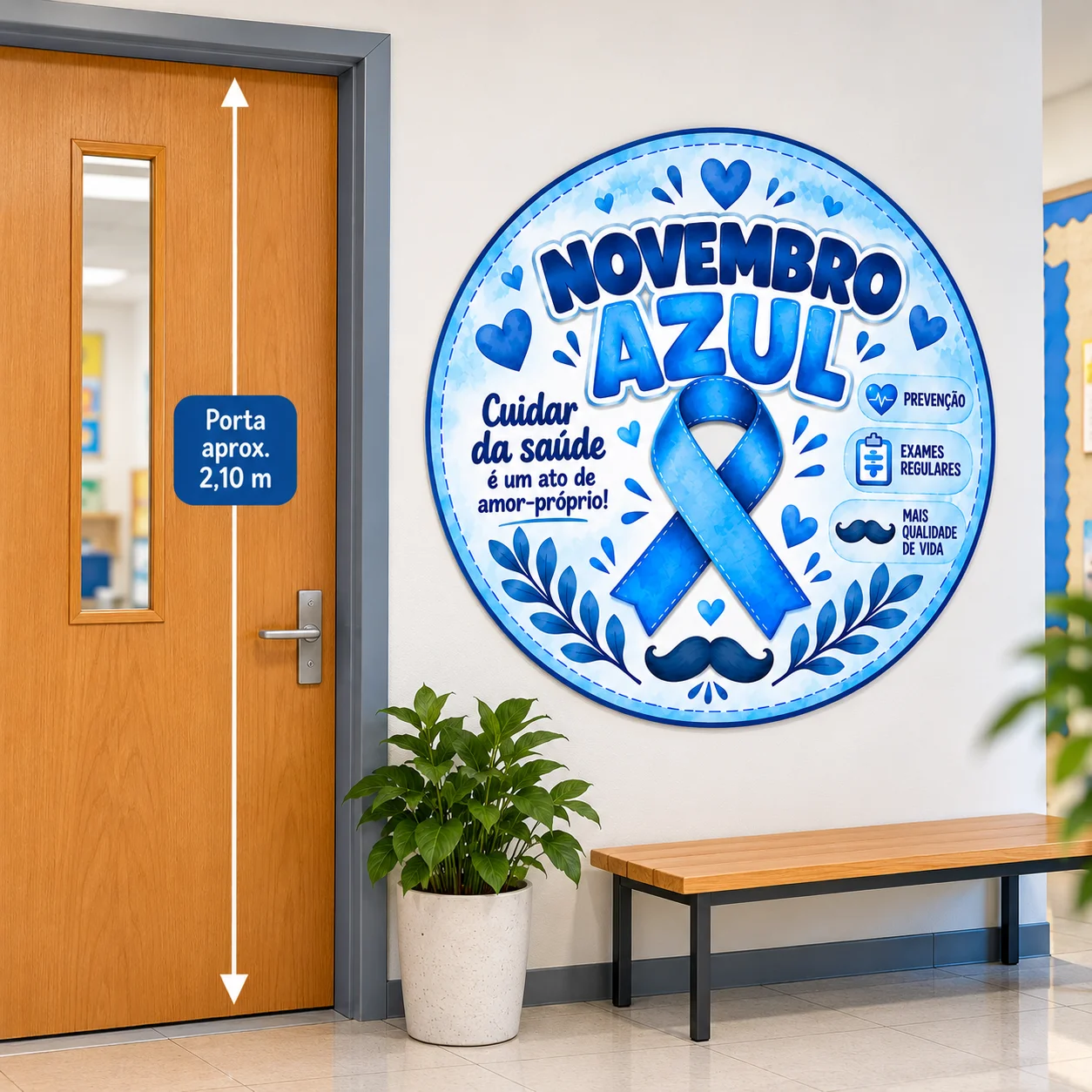 Painel Novembro Azul Circular – Decoração para Campanha — amostra 1: O arquivo contém