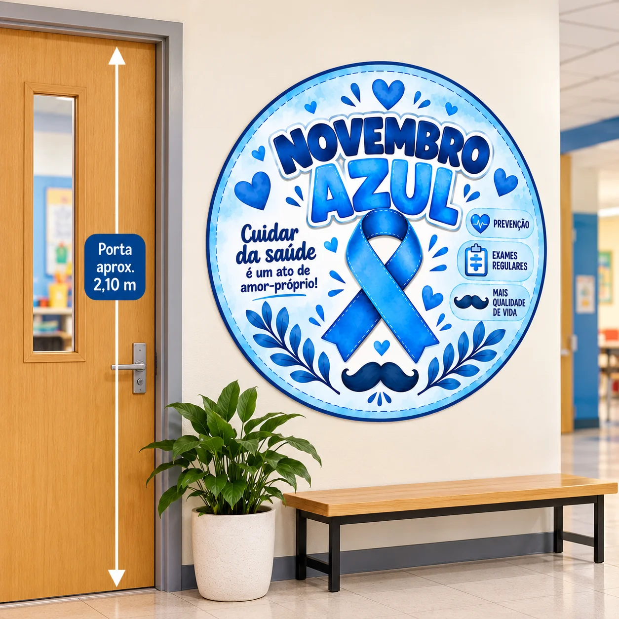 Painel Novembro Azul Circular – Decoração para Campanha — amostra 3: Painel circular Novembro Azul para imprimir e montar