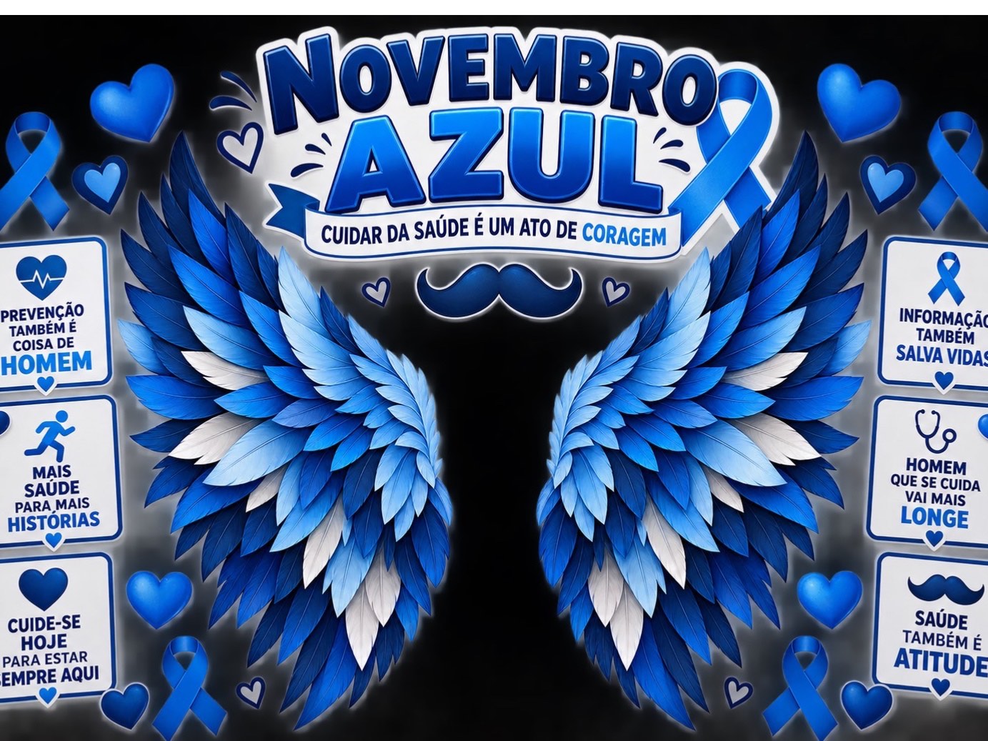 Painel Novembro Azul com Asas para Fotos | Kit Decorativo PDF — amostra 1: PAINEL NOVEMBRO AZUL COM ASAS PARA FOTOS – KIT…