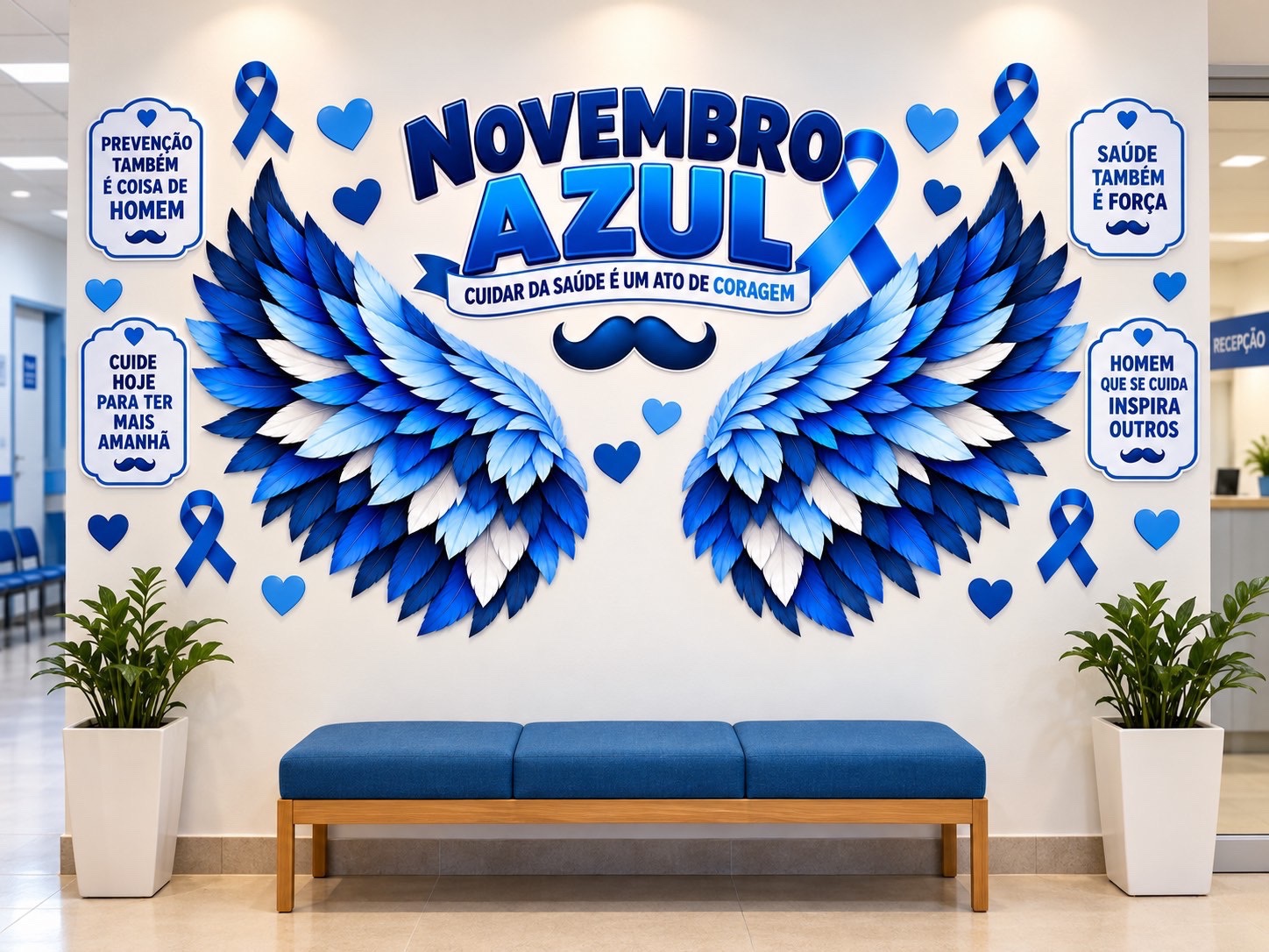 Painel Novembro Azul com Asas para Fotos | Kit Decorativo PDF — capa do material