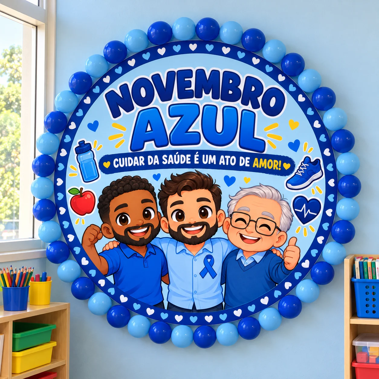 💙 PAINEL NOVEMBRO AZUL — CUIDAR É UM ATO DE AMOR! — amostra 1: Leve uma mensagem de cuidado para sua escola com um painel…