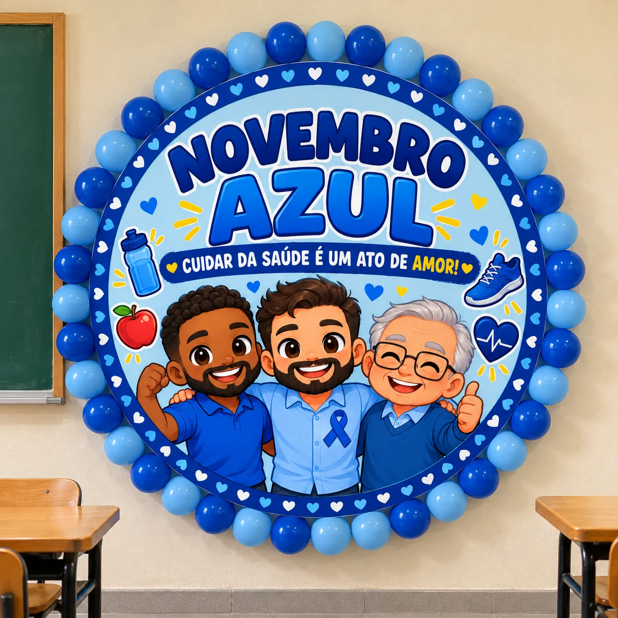 💙 PAINEL NOVEMBRO AZUL — CUIDAR É UM ATO DE AMOR! — amostra 2: Leve uma mensagem de cuidado para sua escola com um painel…
