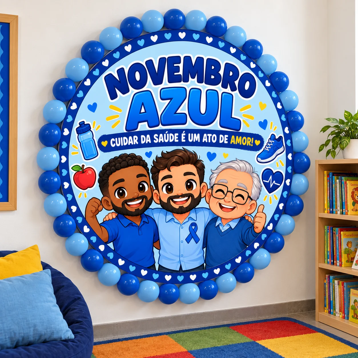 💙 PAINEL NOVEMBRO AZUL — CUIDAR É UM ATO DE AMOR! — amostra 3: Leve uma mensagem de cuidado para sua escola com um painel…