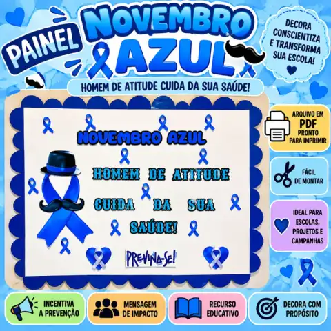 Painel Novembro Azul – Decoração Escolar em PDF — capa do material