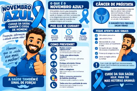 Painel Novembro Azul mais lembrancinhas PDF — amostra 1: Kit Novembro Azul para Imprimir | Painel 4x4 com 16 Folhas A4,…