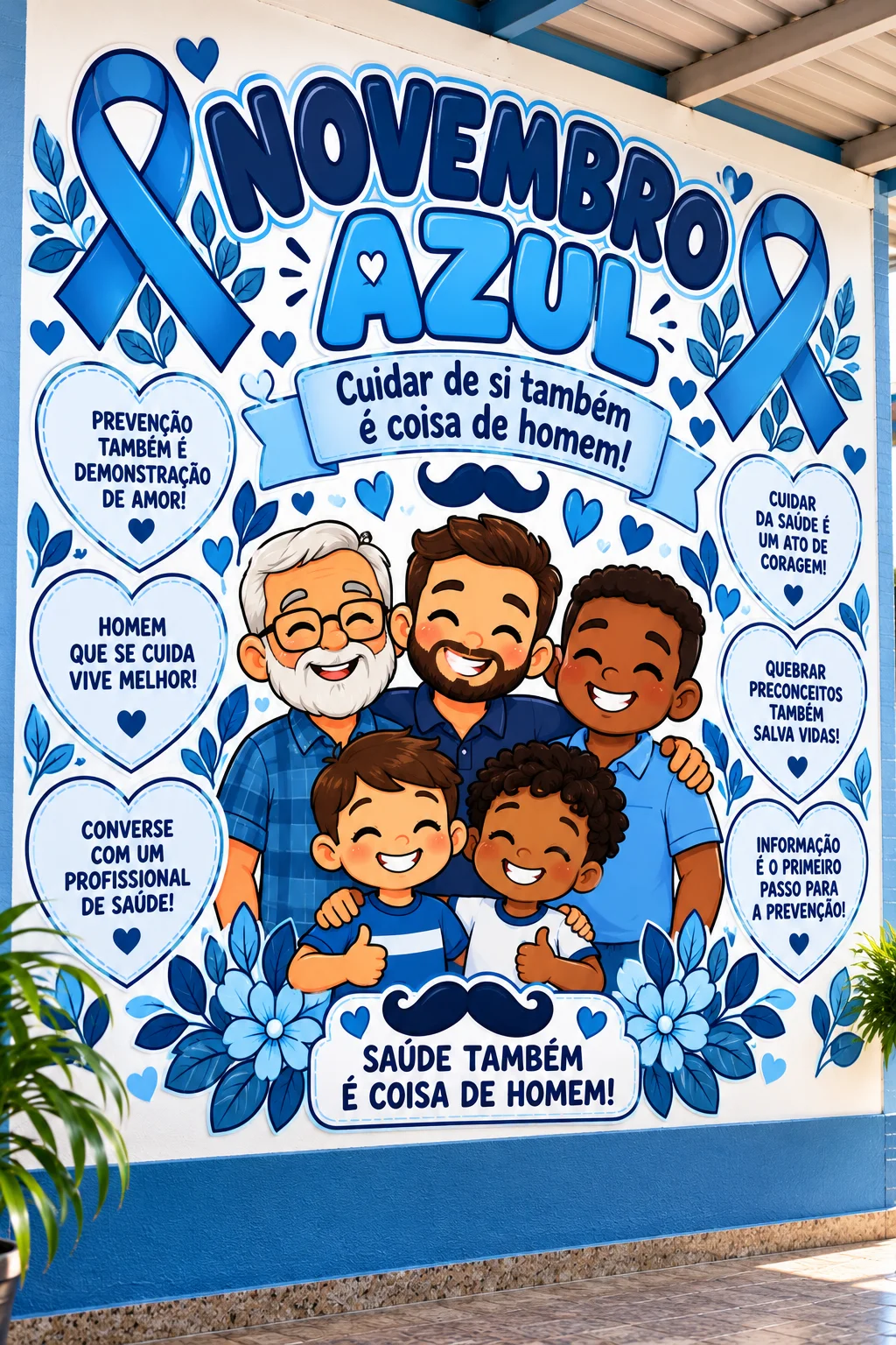 Painel Novembro Azul para Escola-Ensino fundamental — amostra 1: Painel Novembro Azul para decorar a escola e promover…