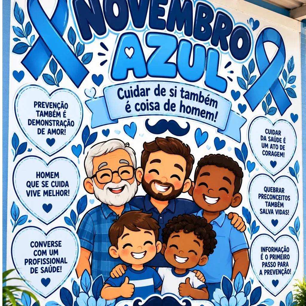 Painel Novembro Azul para Escola | Mural Educativo de Conscientização — capa do material