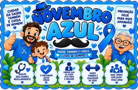 Painel Novembro Azul para imprimir – Conscientização — capa do material