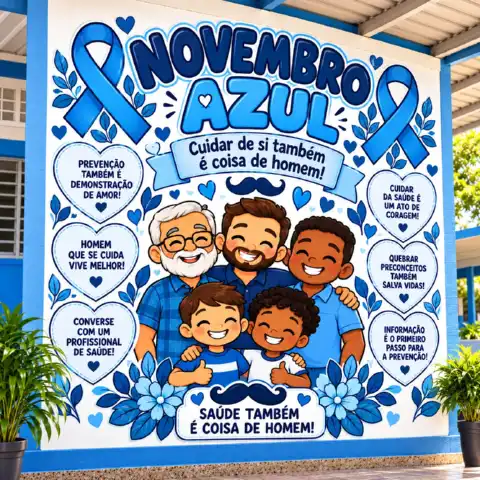 Painel Novembro Azul para Imprimir – Mural de Conscientização em PDF — amostra 4: Painel Novembro Azul em PDF para imprimir…