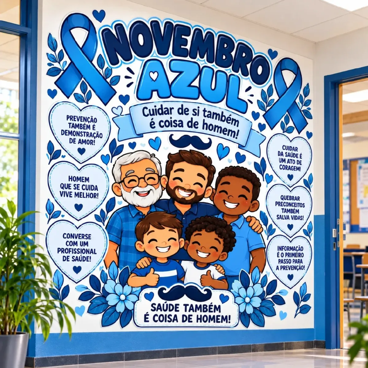 Painel Novembro Azul para Imprimir – Mural de Conscientização em PDF — Atividades para Todas as séries: Painel Novembro…