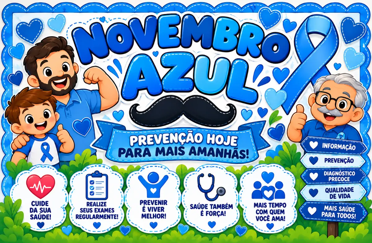 Painel Novembro Azul para imprimir – Saúde masculina — Datas comemorativas para Ensino Fundamental I (1º–5º): O Novembro…