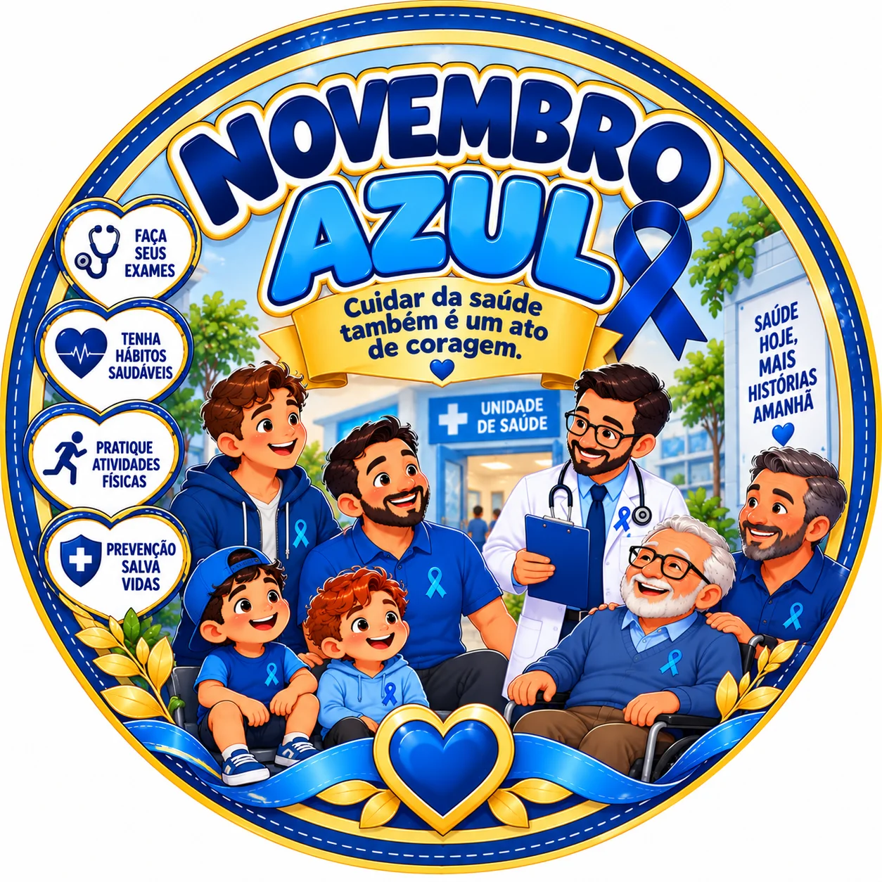 Painel Novembro Azul Redondo Mural Escolar para Imprimir (PDF) — amostra 1: Chega de quebrar a cabeça para montar murais… Painel Novembro Azul Redondo Mural Escolar para Imprimir (PDF) — amostra 1: Chega de quebrar a cabeça para montar murais…