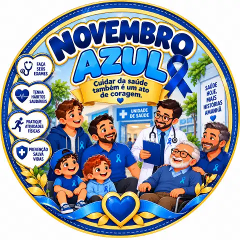 Painel Novembro Azul Redondo - Mural Escolar para Imprimir (PDF) — amostra 1: Transforme o mural da sua escola no Novembro…